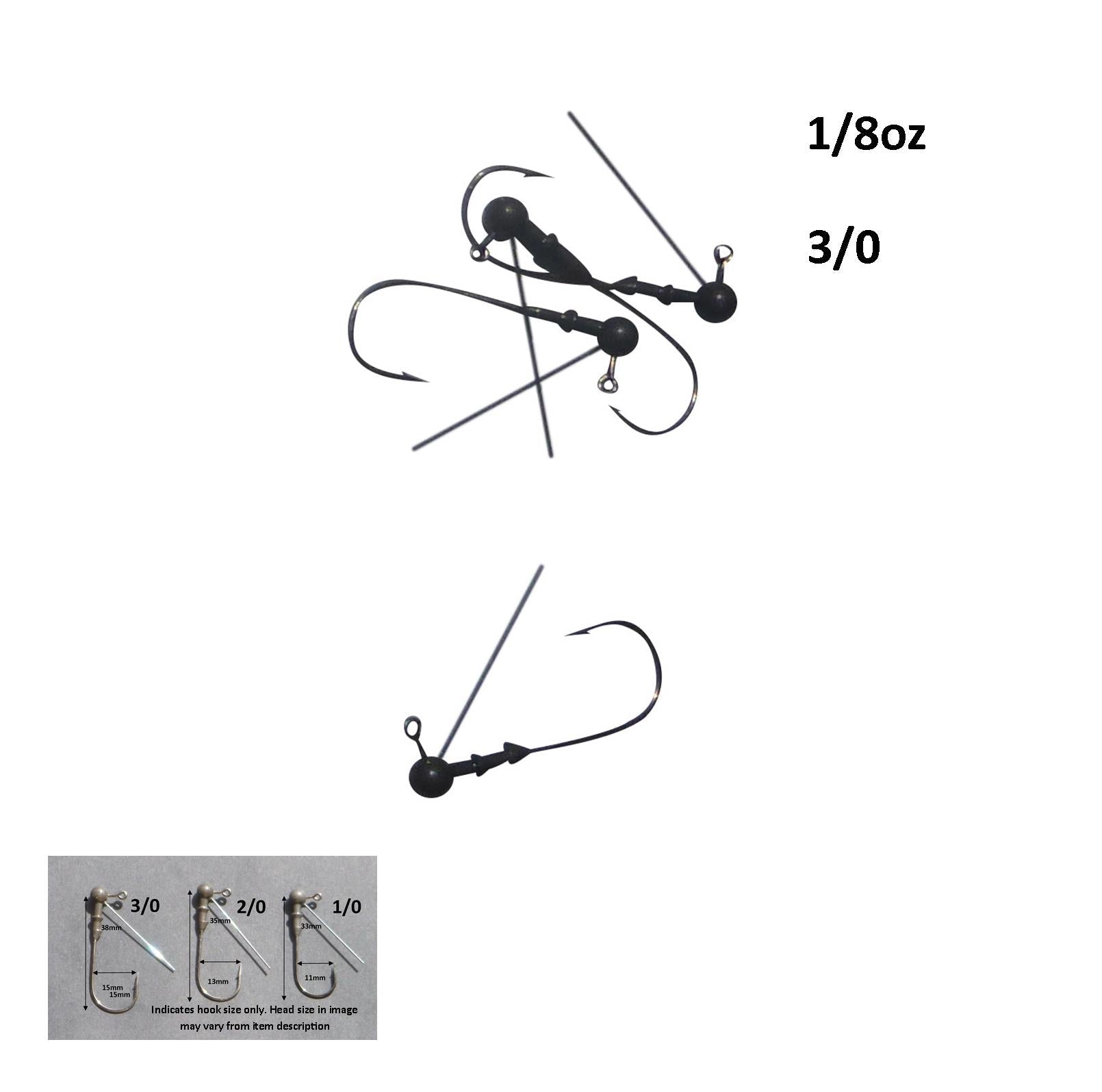 Vike 1/8 oz Weedless Round Jig Head with a Size 3/0 Hook Tungsten, 3 pack-1