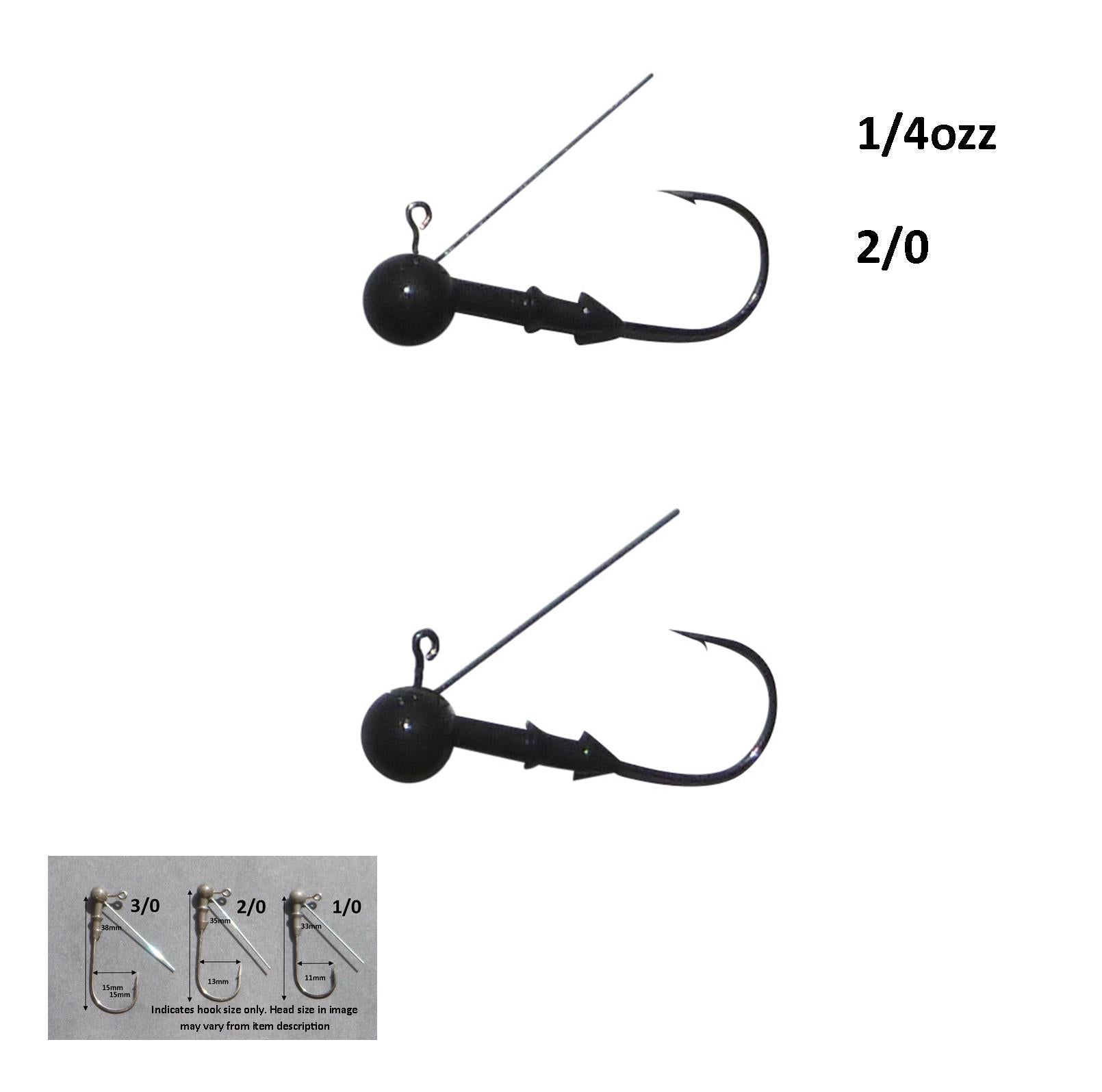Vike 1/4 oz Weedless Round Jig Head with a Size 2/0 Hook Tungsten, 2 pack-1