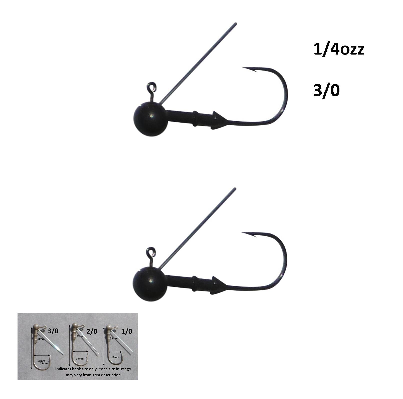Vike 1/4 oz Weedless Round Jig Head with a Size 3/0 Hook Tungsten, 2 pack-1