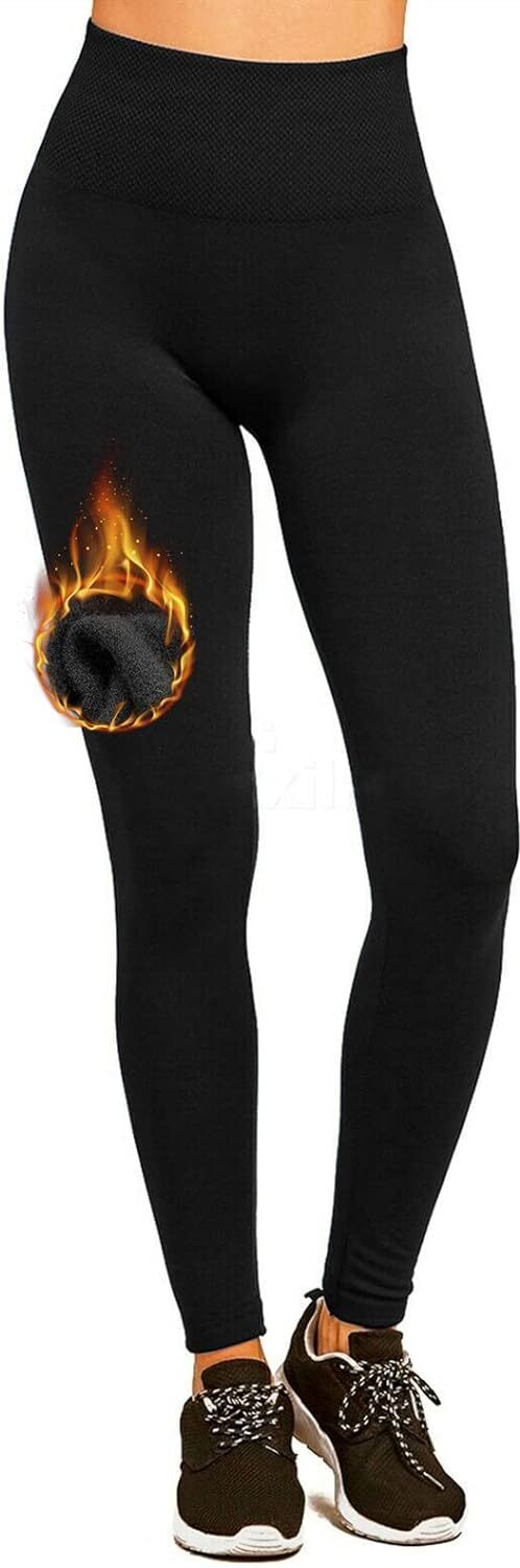 Womens Fuzzy Thermal Fur Lined High Waist Leggings Pants Thermals Warm 320g-0