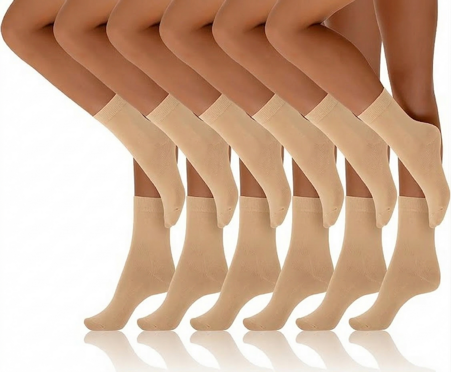 24x Womens Plain Opaque Trouser Ankle Cut Socks in Beige (One Size, 2-8)