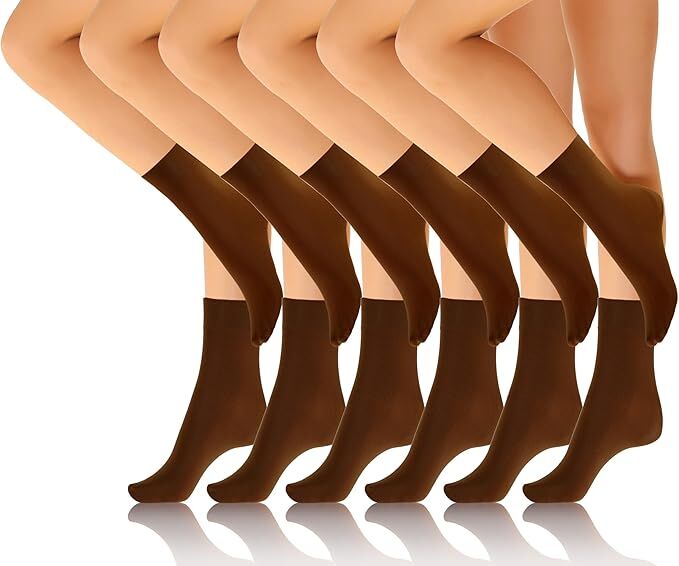 24x Womens Plain Opaque Trouser Ankle Cut Socks in Brown (One Size, 2-8)