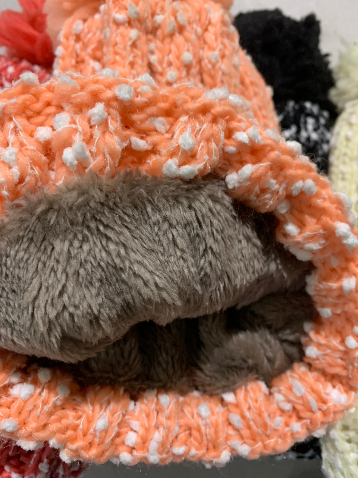 Womens Thick Knit Beanie Winter Fleece Lined Hat Warm Faux Fur Pom Striped Ski-2