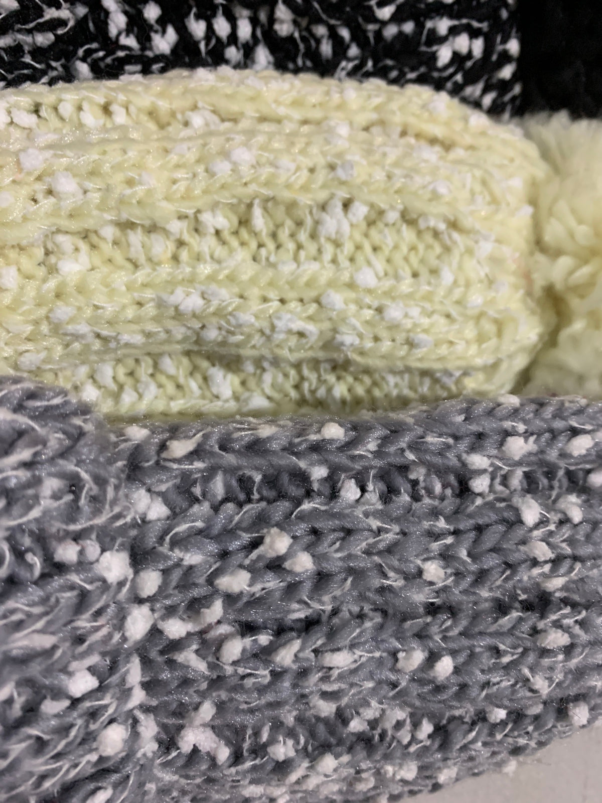 Womens Thick Knit Beanie Winter Fleece Lined Hat Warm Faux Fur Pom Striped Ski-4