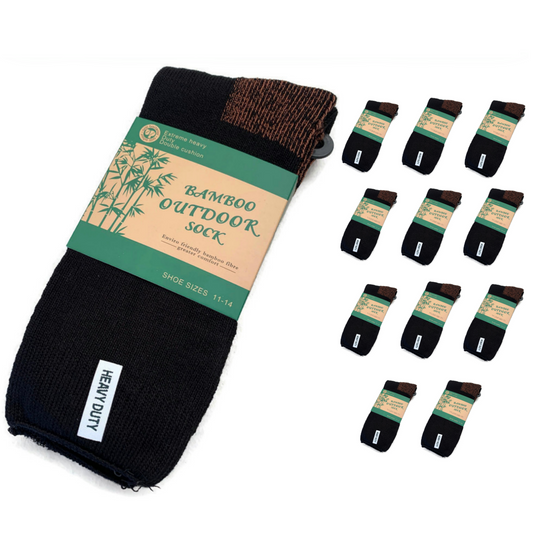 12 Pairs BAMBOO OUTDOOR SOCKS Mens Heavy Duty Thick Work Socks Cushion-0