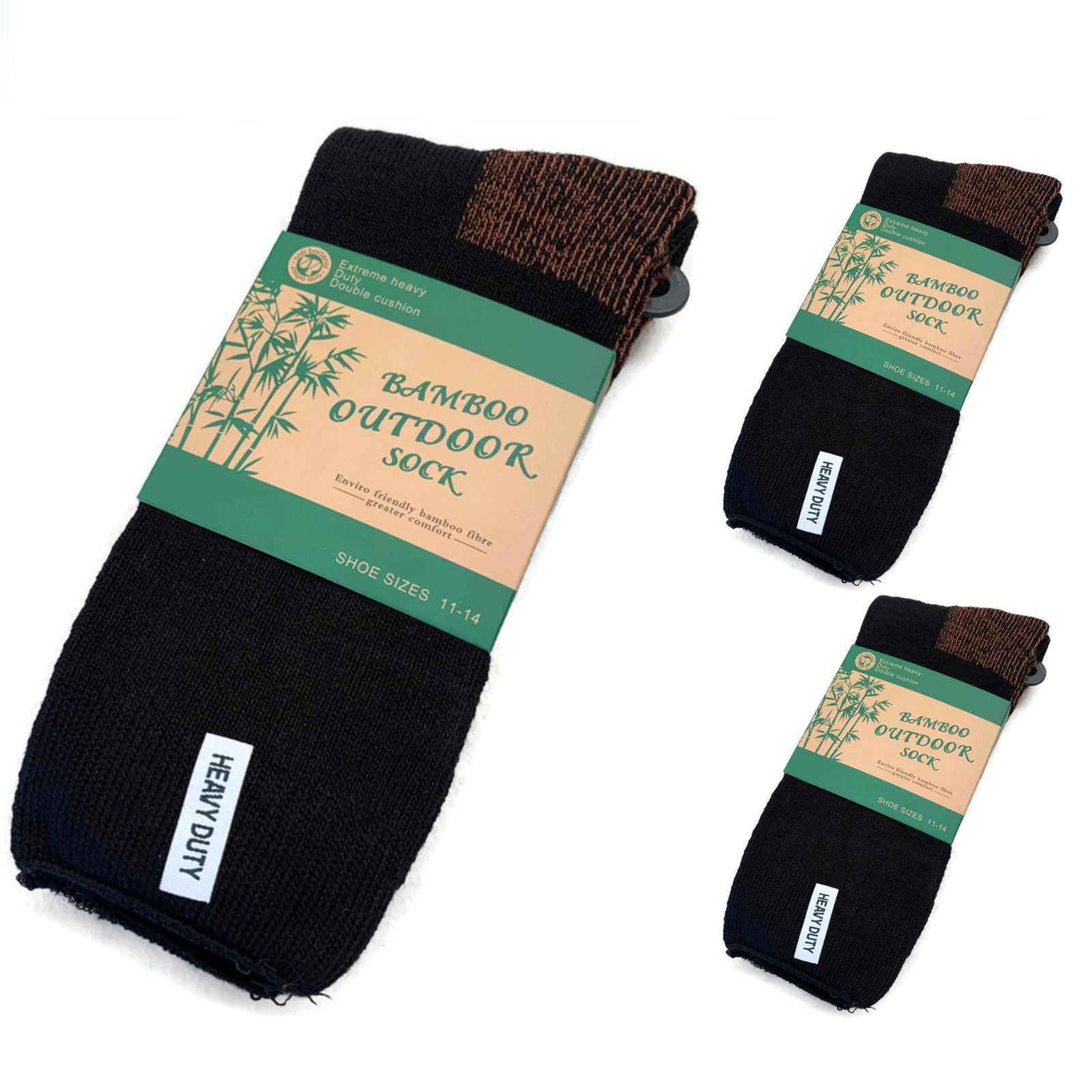 3 Pairs BAMBOO OUTDOOR SOCKS Mens Heavy Duty Thick Work Socks Cushion-5