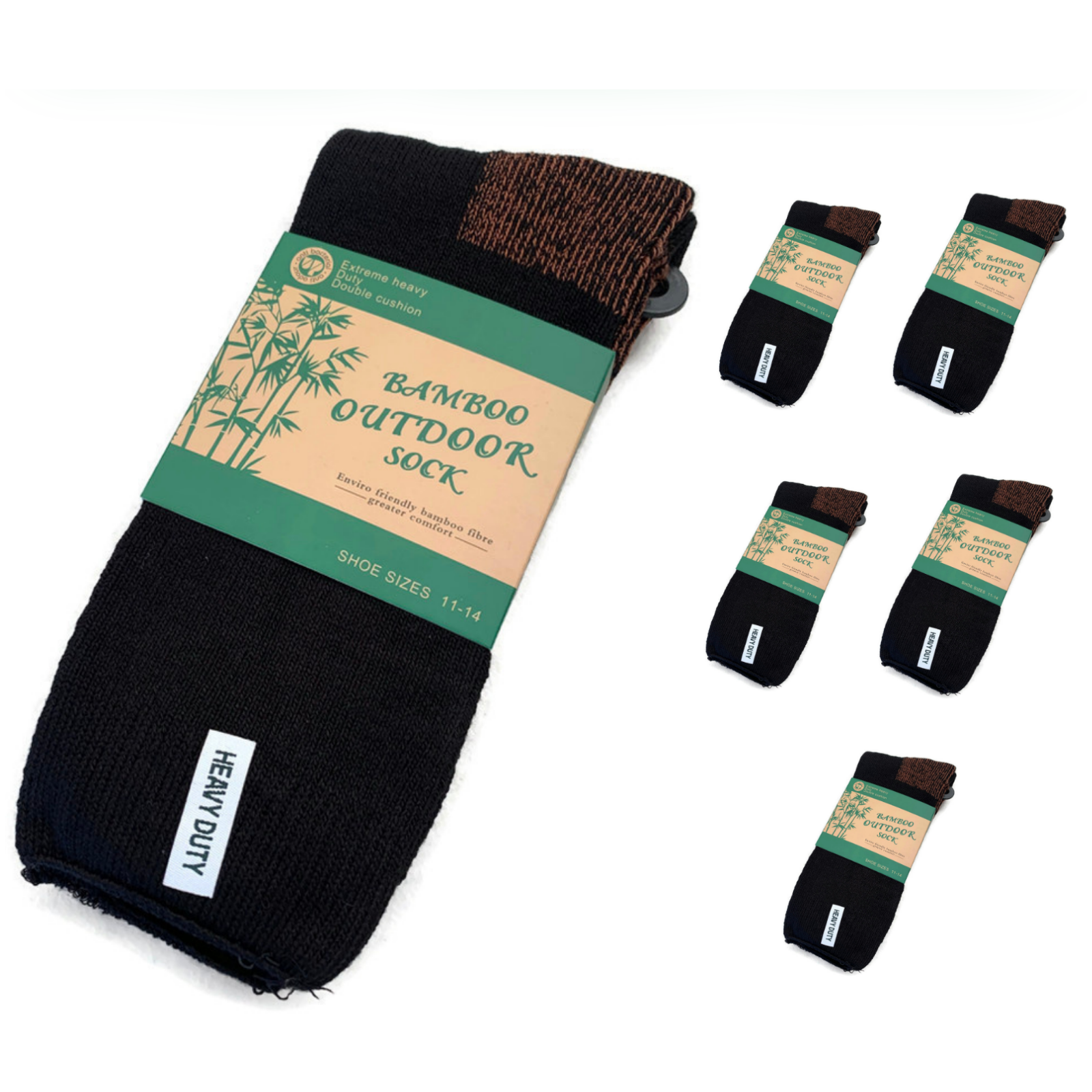 6 Pairs BAMBOO OUTDOOR SOCKS Mens Heavy Duty Thick Work Socks Cushion-5