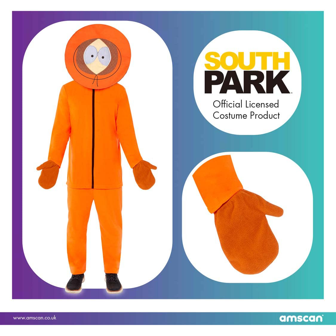 South Park Mens Kenny Party Costume Halloween 90s TV - Officially Licensed