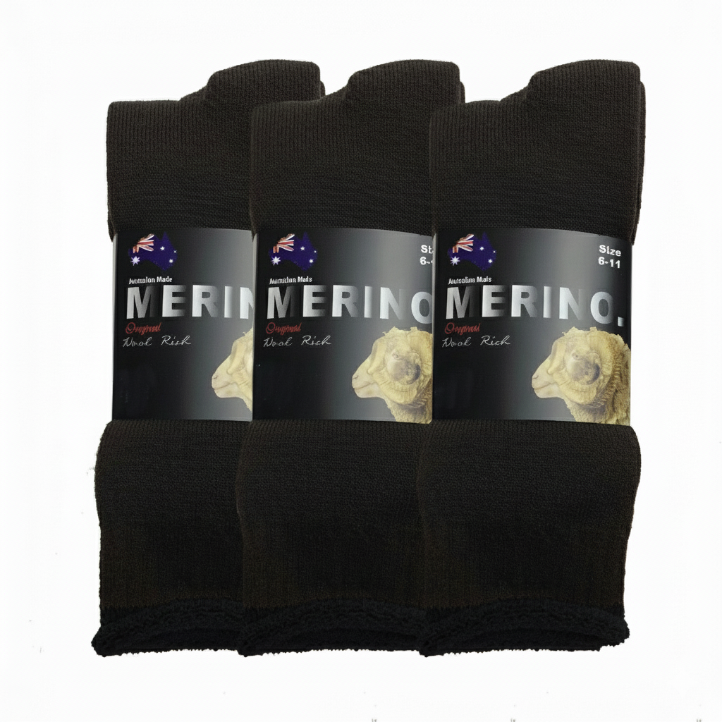 9 Pairs MERINO WOOL SOCKS Mens Heavy Duty Premium Thick Work Socks Cushion in Brown-2