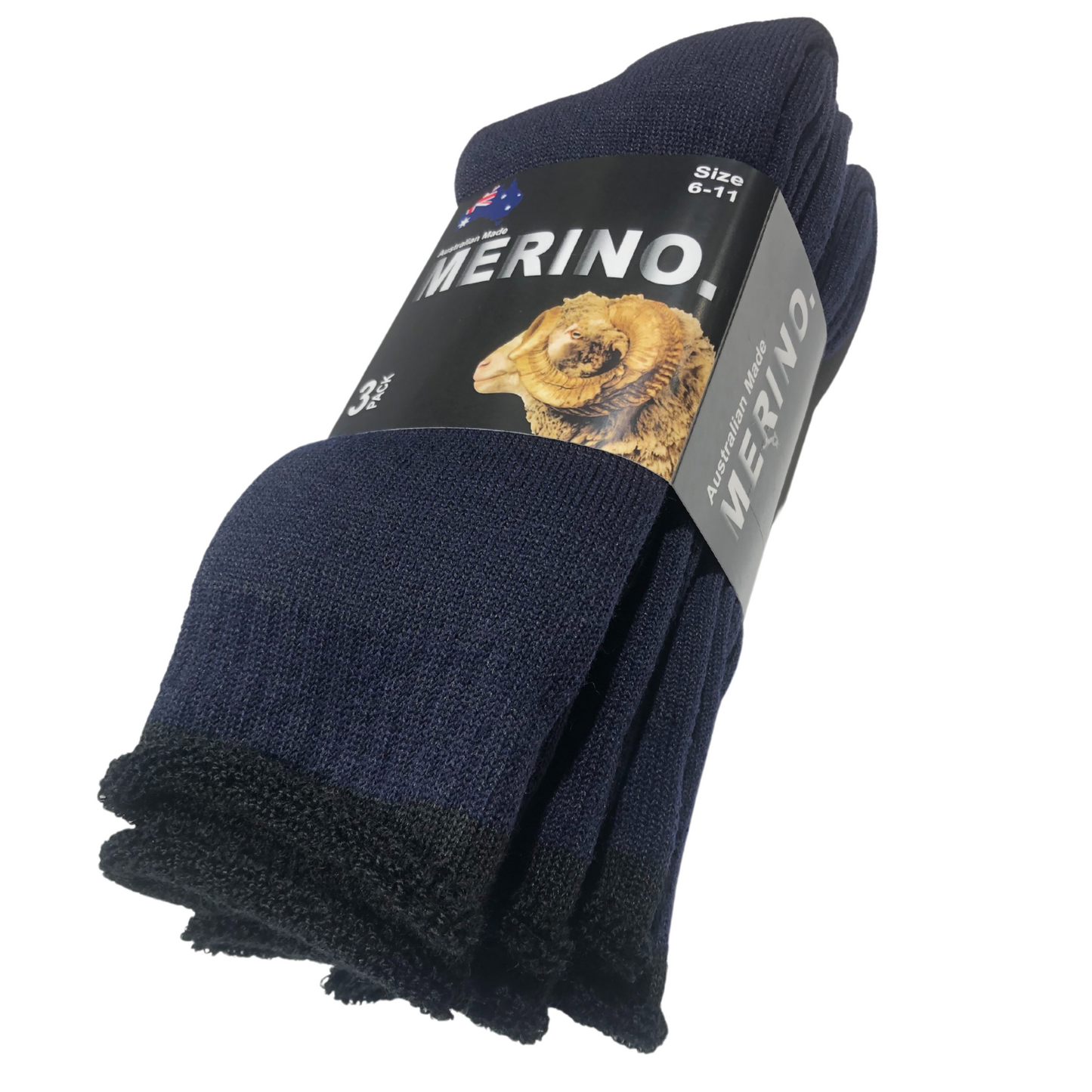 9 Pairs MERINO WOOL SOCKS Mens Heavy Duty Premium Thick Work Socks Cushion in Navy Blue-2