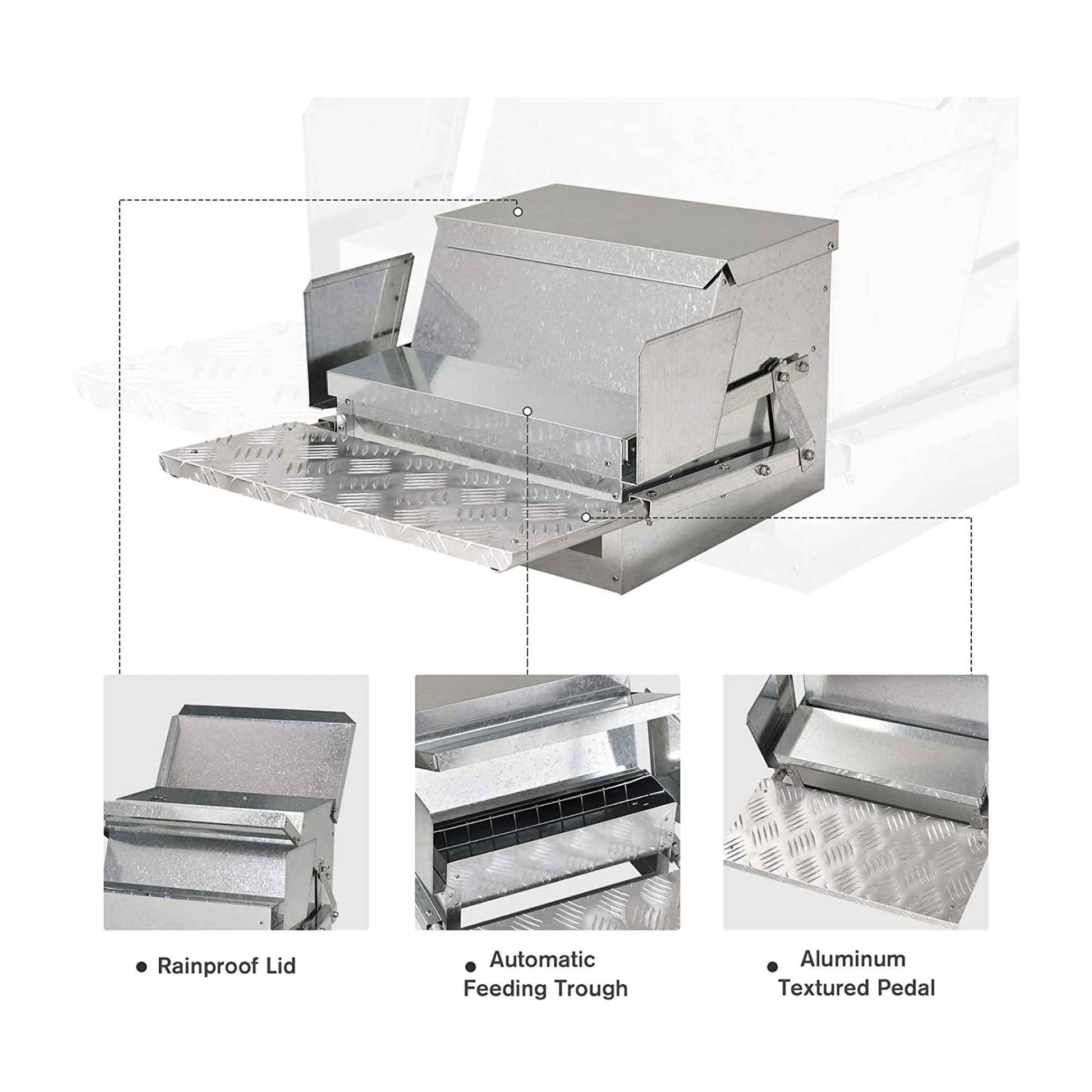 9kg Automatic Chook Chicken Feeder Poultry Auto Treadle Aluminium Metal Feeders-3