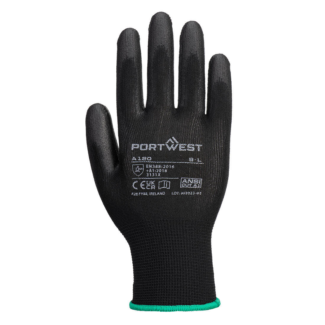 Portwest PU Palm Coated Safety Work Gardening Builders Gloves Breathable - Black-2