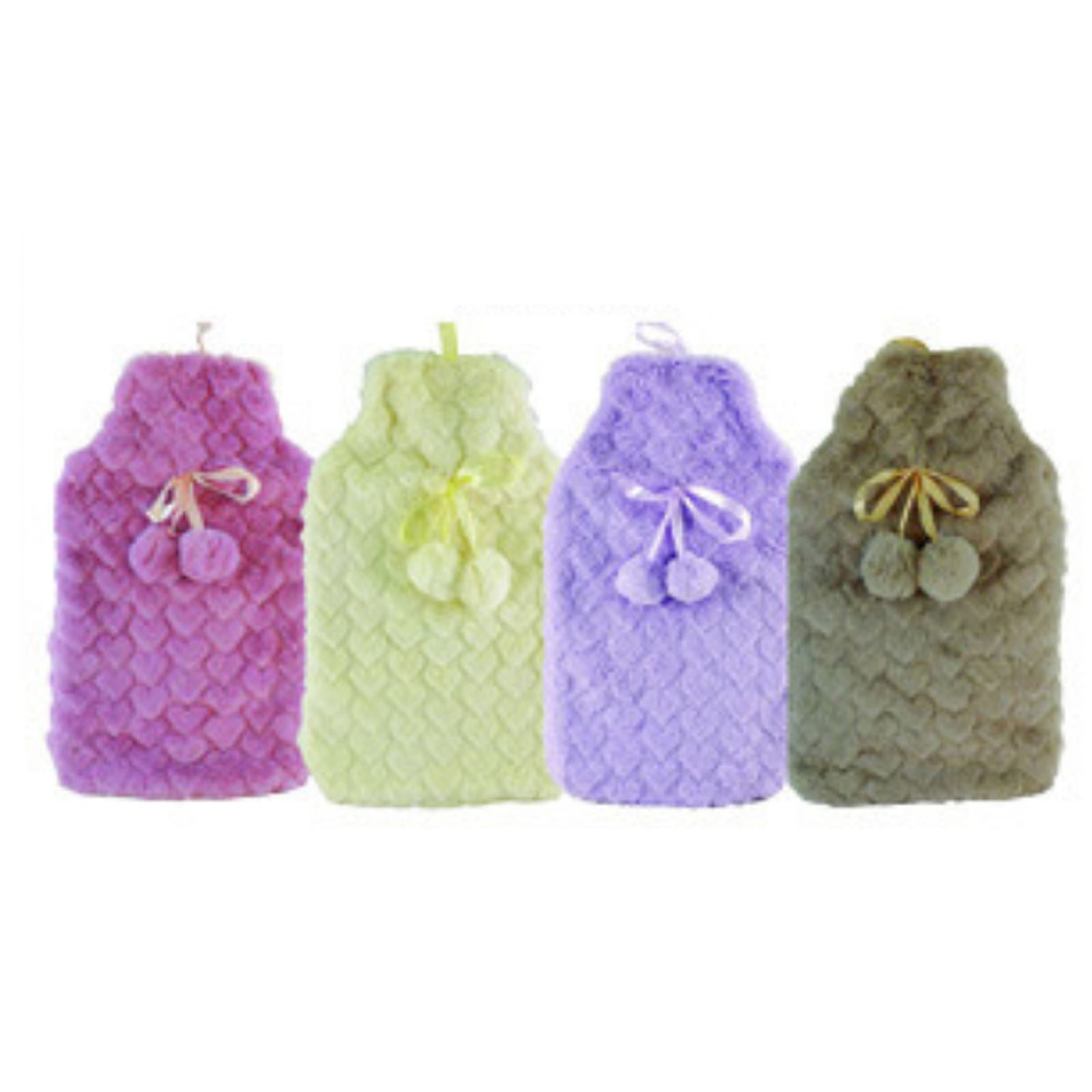 2L HOT WATER BOTTLE with Hearts Fleece Cover Winter Warm Natural Rubber Bag-2