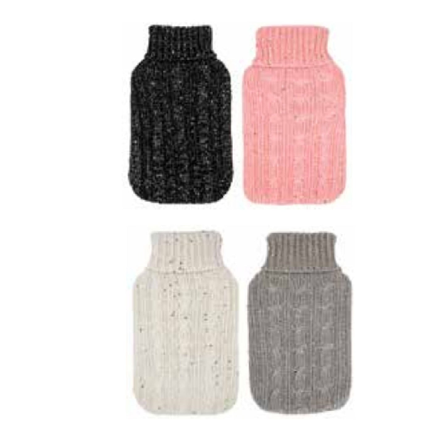 2L HOT WATER BOTTLE with Knit Sparkles Cover Winter Warm Natural Rubber Bag-2