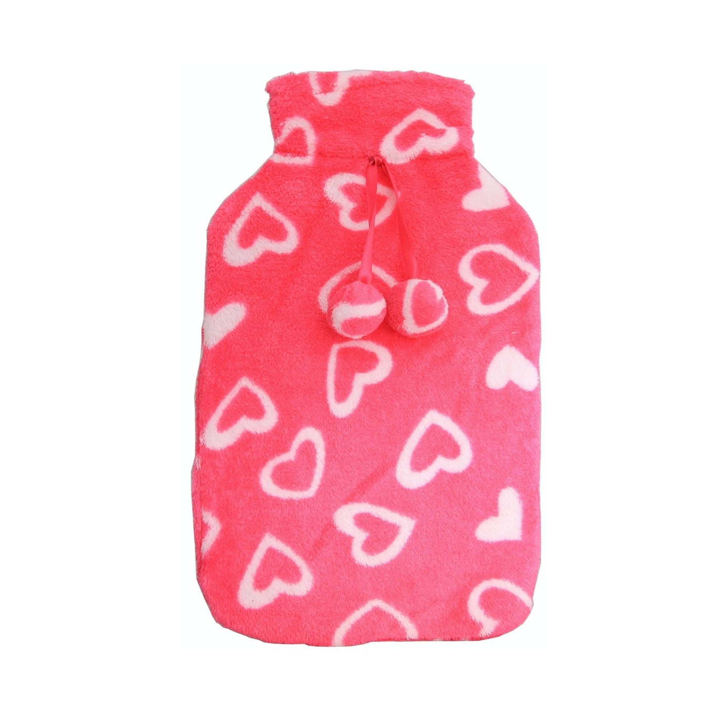 2L HOT WATER BOTTLE with Coral Fleece Cover Winter Warm Natural Rubber Bag-3