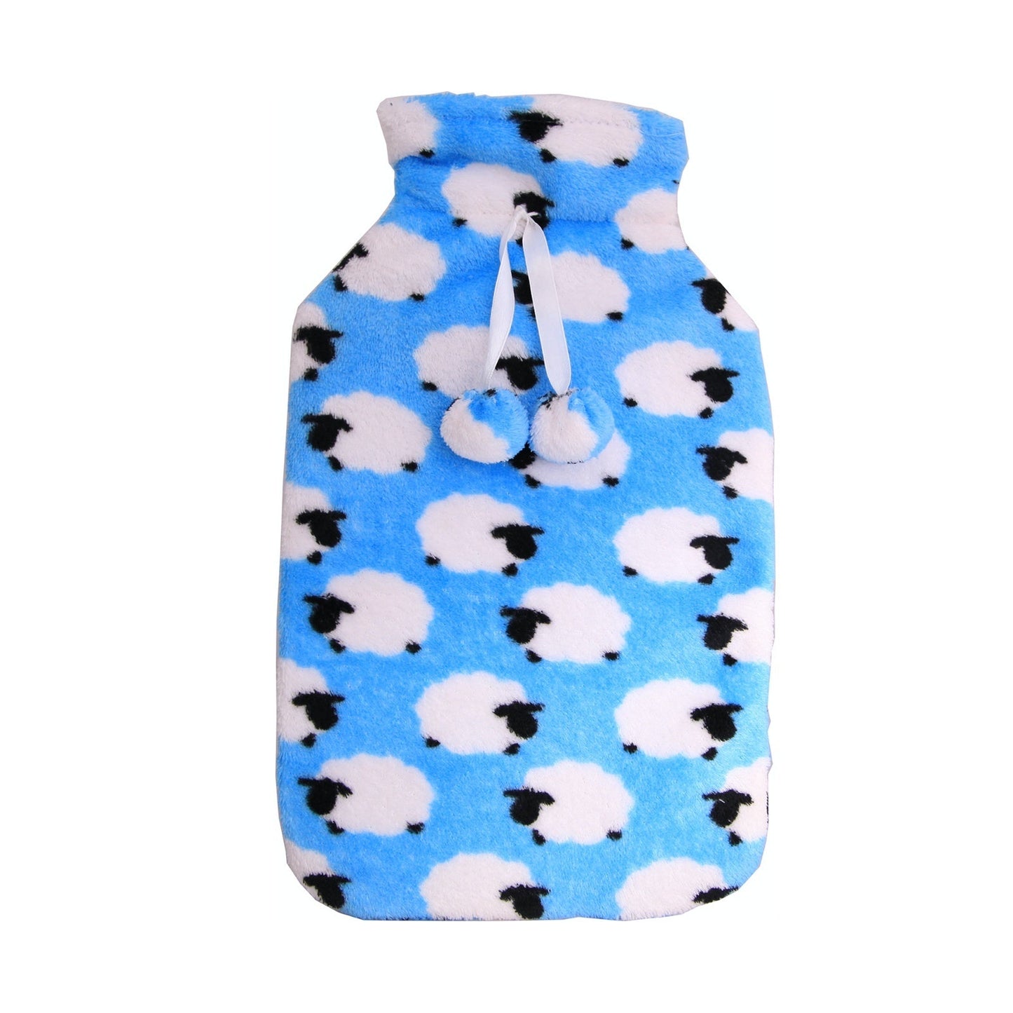 2L HOT WATER BOTTLE with Coral Fleece Cover Winter Warm Natural Rubber Bag-2