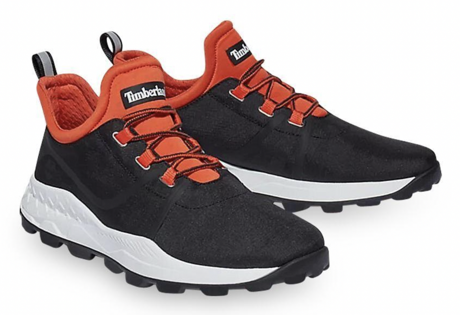Timberland Mens Brooklyn Fabric Oxford Sneakers Shoes - Black Mesh with Orange-0