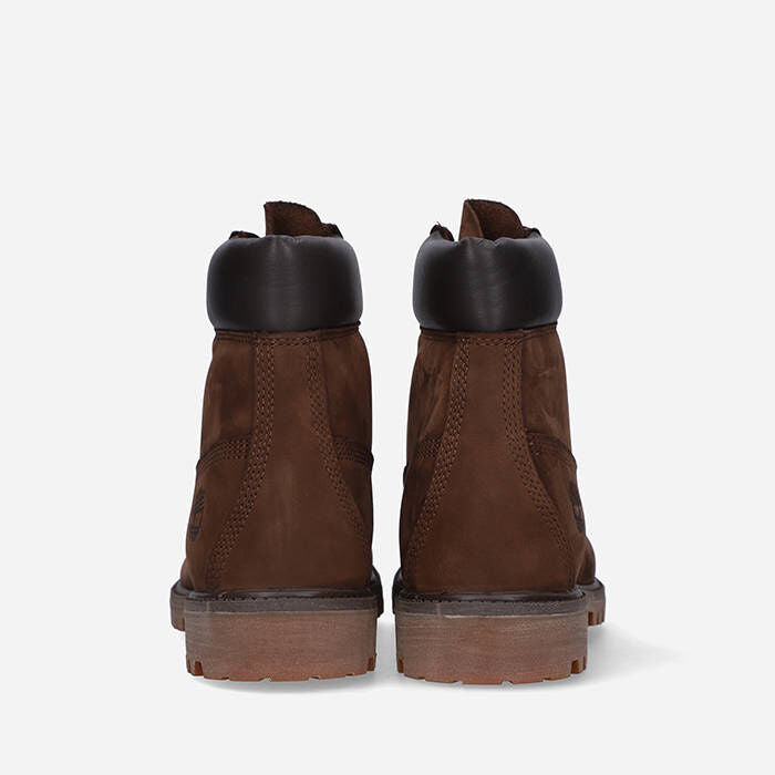 Timberland Womens 6 Inches Premium Waterproof Boot - Dark Brown with Red