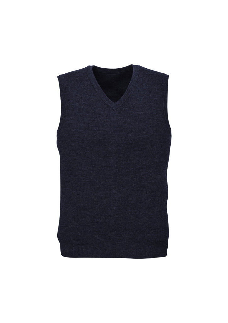 Mens Wool Blend V Neck Vest Sleeveless Double Knit-8