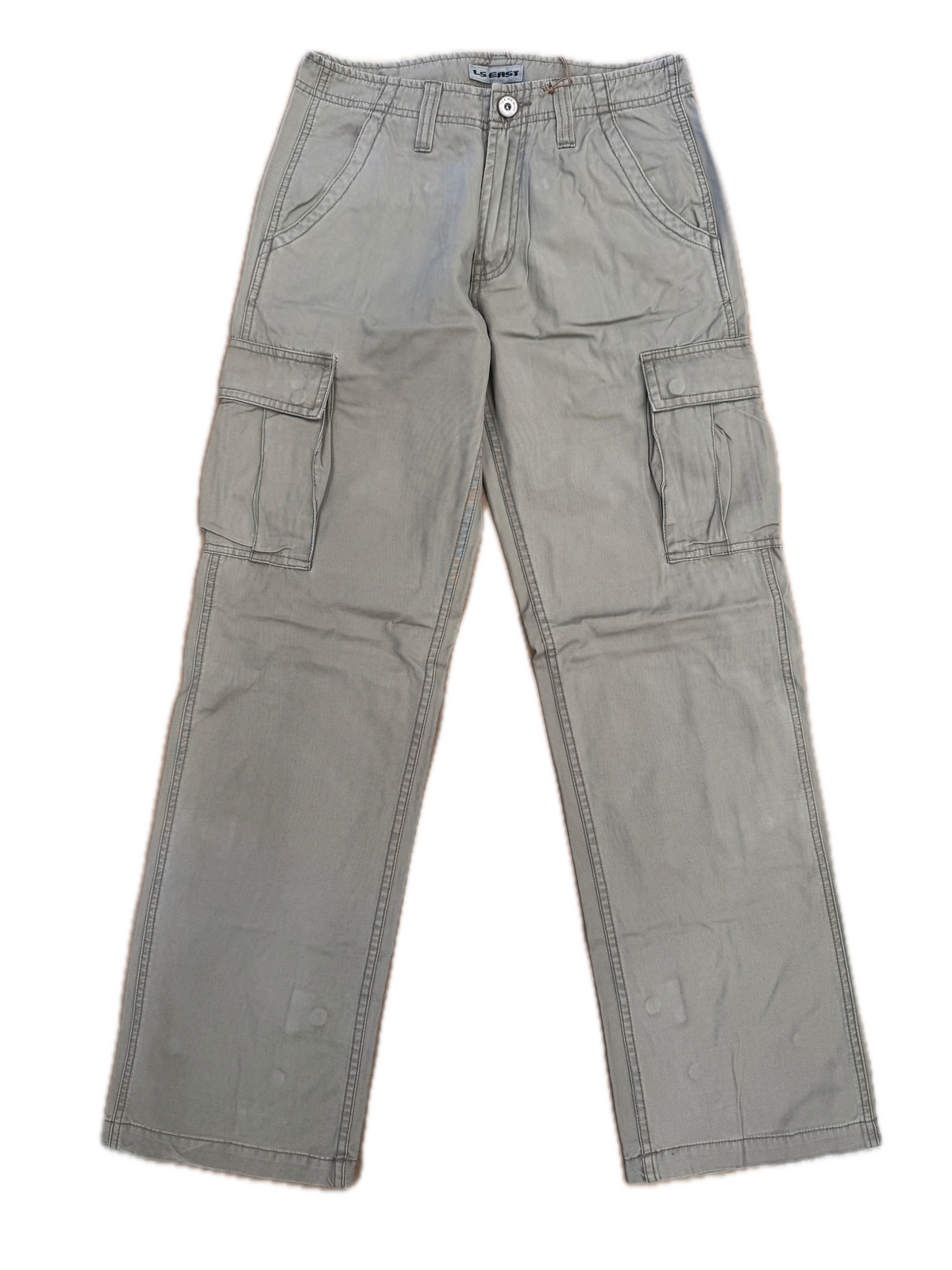Mens 100% Cotton Cargo Pants Relaxed Easy Fit Straight Leg in Khaki-0