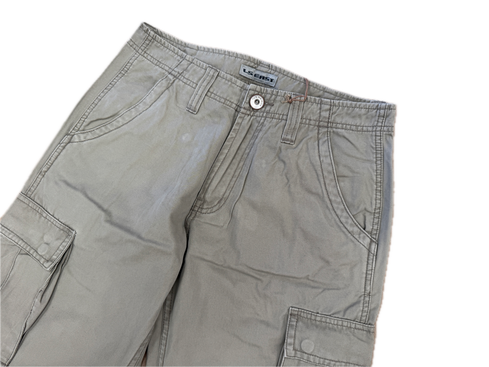Mens 100% Cotton Cargo Pants Relaxed Easy Fit Straight Leg in Khaki-2