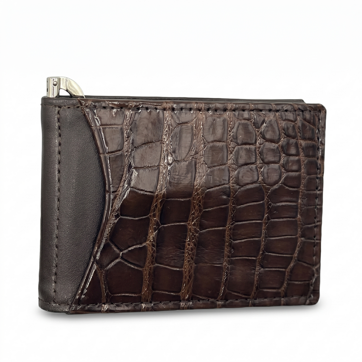 Mens Genuine Crocodile Skin Money Clip Leather Wallet in Brown (Made in Australia)