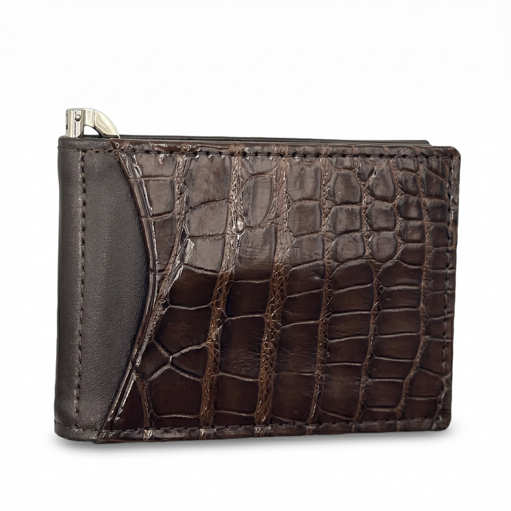 Mens Genuine Crocodile Skin Money Clip Leather Wallet in Brown (Made in Australia)