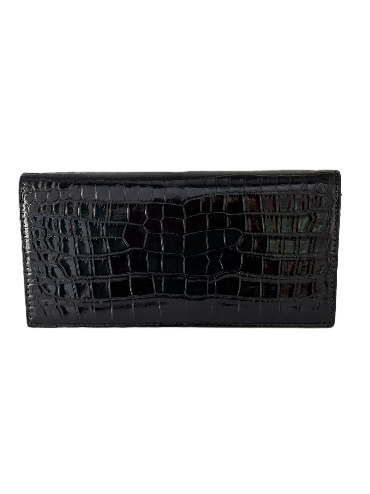 Womens Genuine Skin Crocodile Leather Wallet Purse in Black