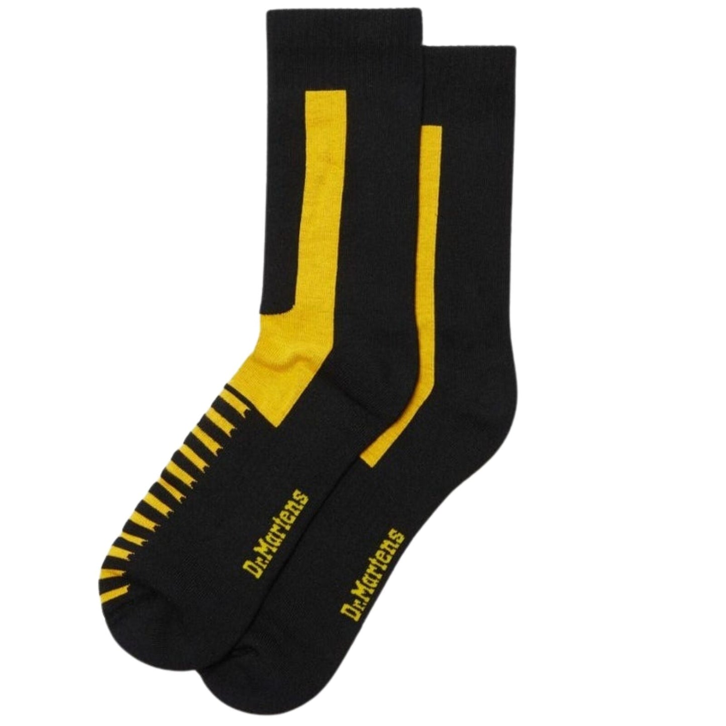Dr. Martens Double Docs Socks in Black Yellow – Organic Cotton Blend – Cushioned – New-1
