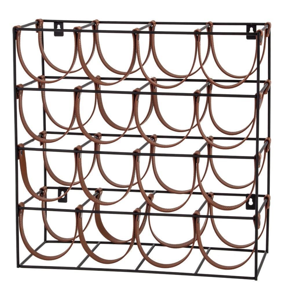 Academy Orwell 16 Bottles Wine Rack Holder - Black/Brown 42.5X19X42CM-1