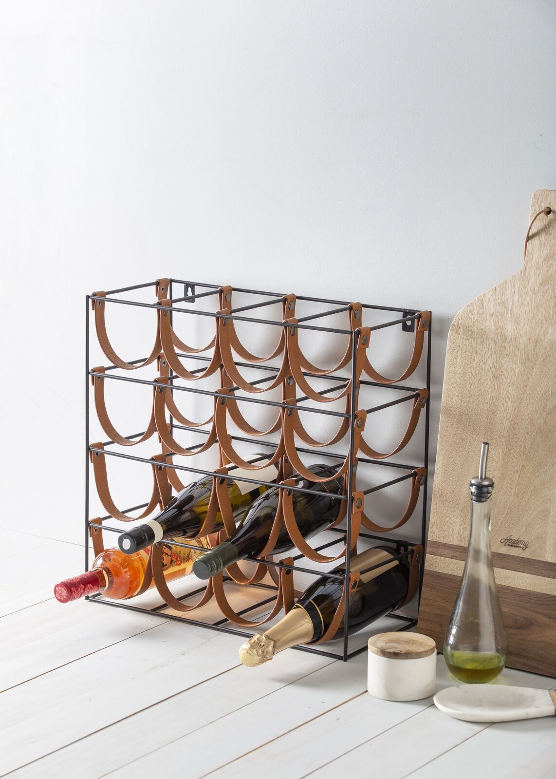 Academy Orwell 16 Bottles Wine Rack Holder - Black/Brown 42.5X19X42CM-2