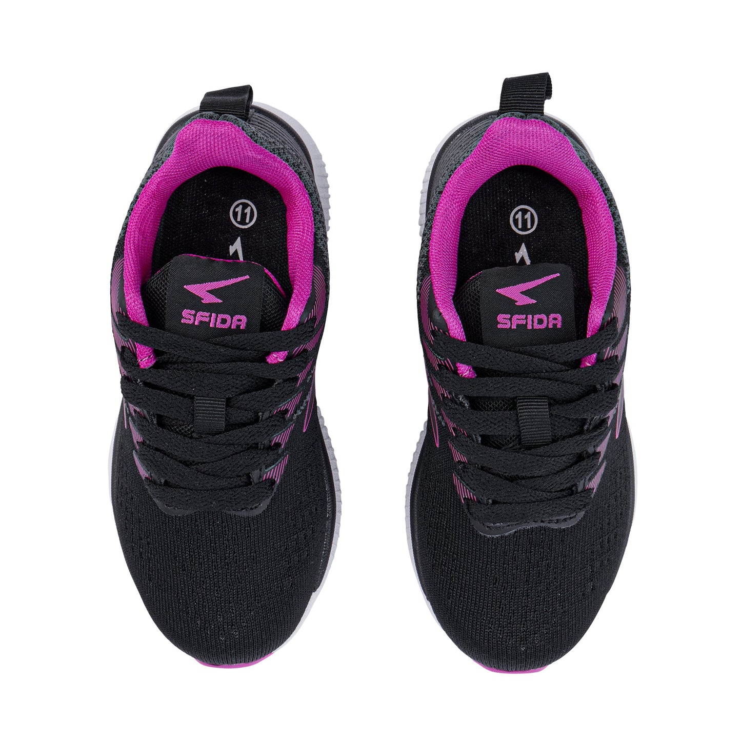 Acute Girls Lace Up Runner Black/Fuchsia-1