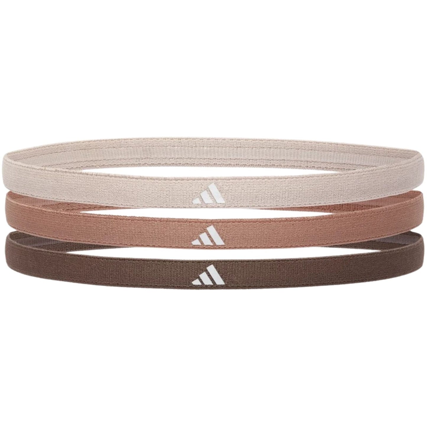 Adidas 3pk Hairbands Headbands Non-Slip Silicone One Size in Taupe Clay Earth Strata-2