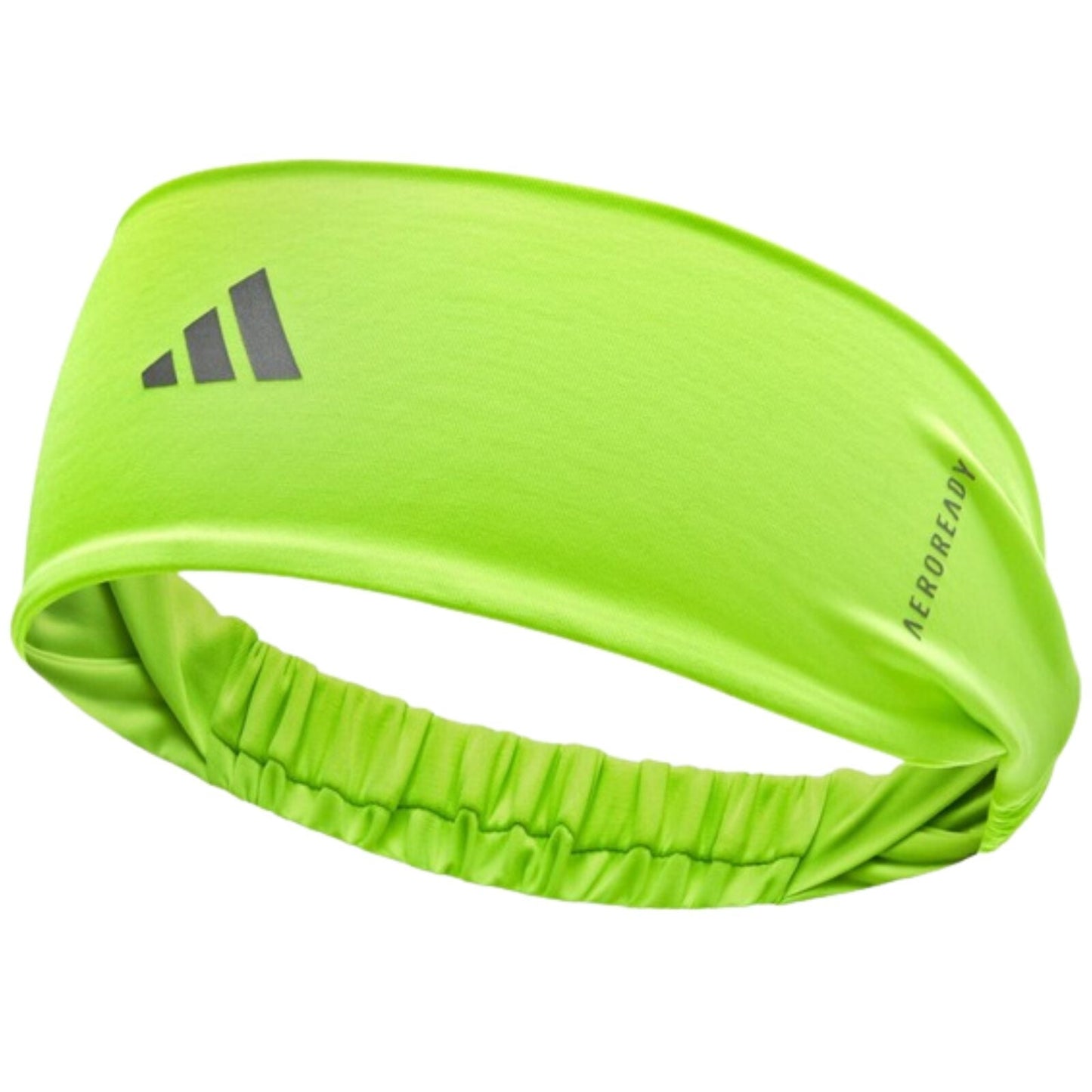 Adidas Sports Hairband Headband Wide Fit Aeroready Reflective Logo One Size in Lucid Lemon-1
