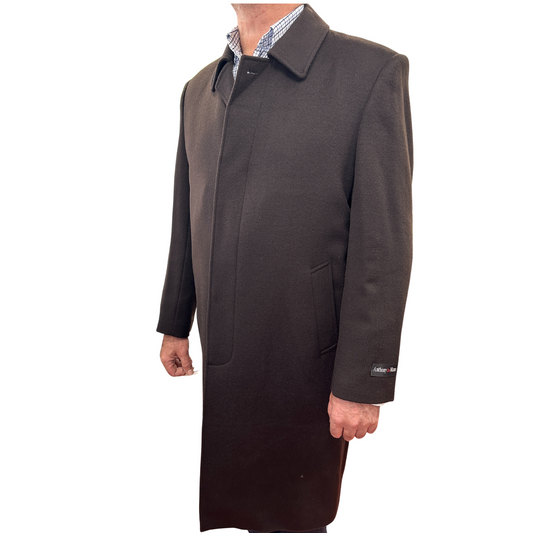 Anthony De Mano Lapel Trench Coat Jacket Winter Overcoat w/ Cashmere - Brown-0