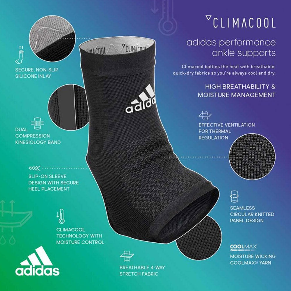 Adidas Performance Climacool Ankle Support Sports Foot Brace in Black
