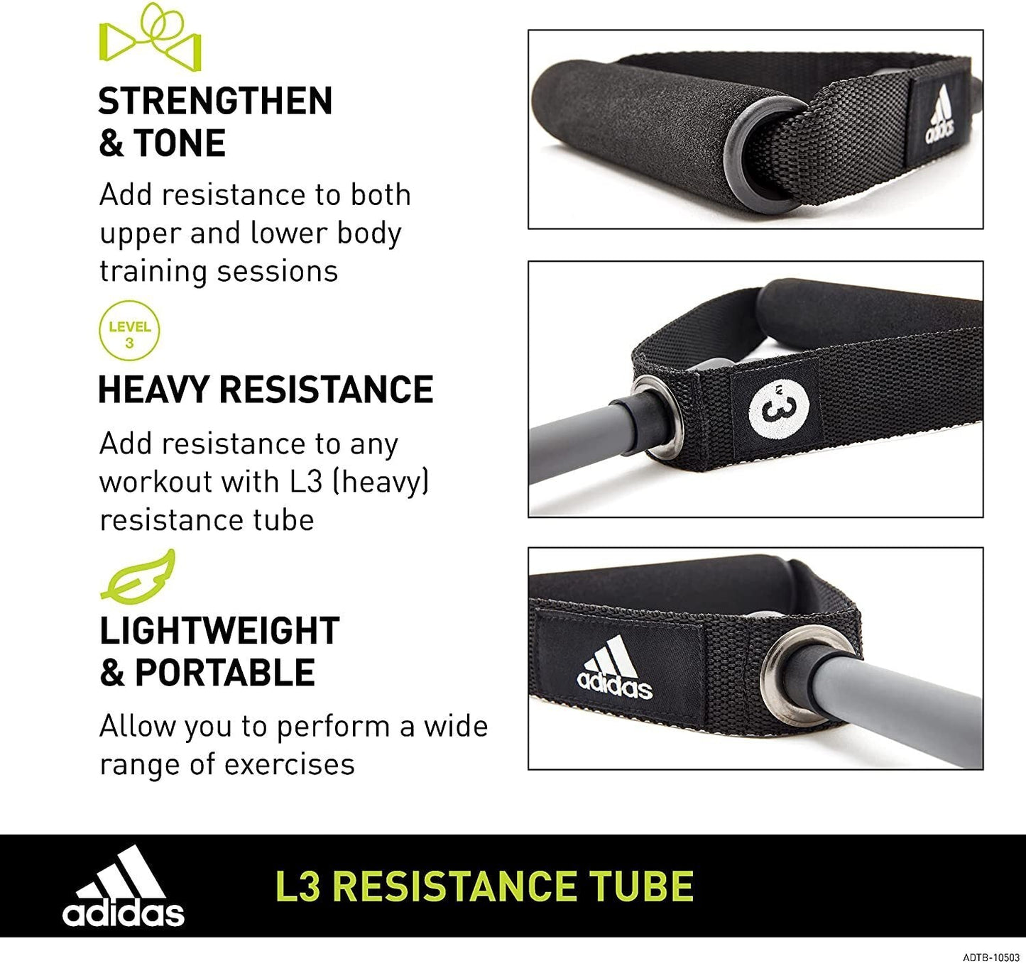 Adidas Resistance Tube Level 3 Elastic Bands Gym Fitness Yoga Workout Strap-2