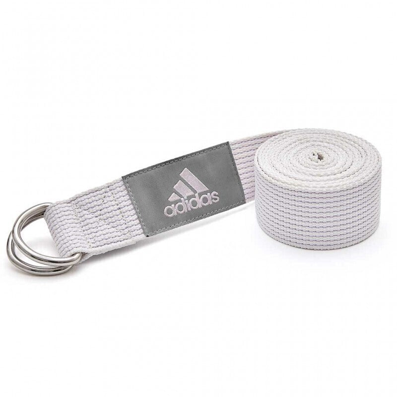 Adidas Premium Yoga Strap 2.5m Long Adjustable Belt Pilates Stretching Poses - Chalk White-1