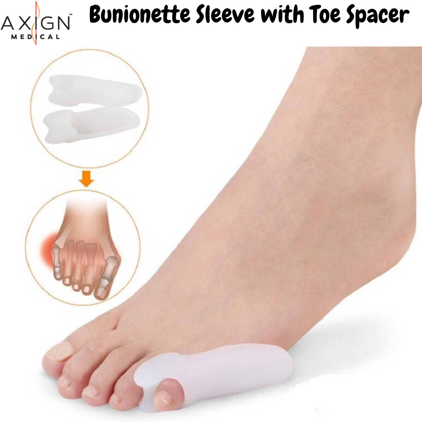 Bunionette Sleeve w Toe Spacer Corn Sleeve Cushion Relieves & Corrects Bunionettes-1
