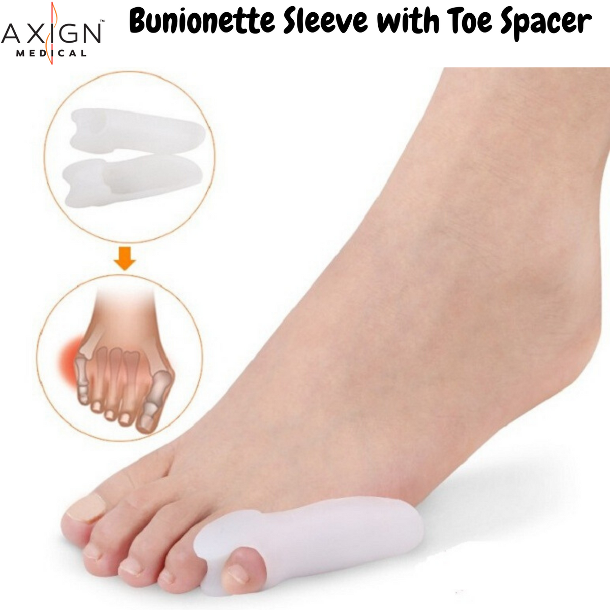 Bunionette Sleeve w Toe Spacer Corn Sleeve Cushion Relieves & Corrects Bunionettes