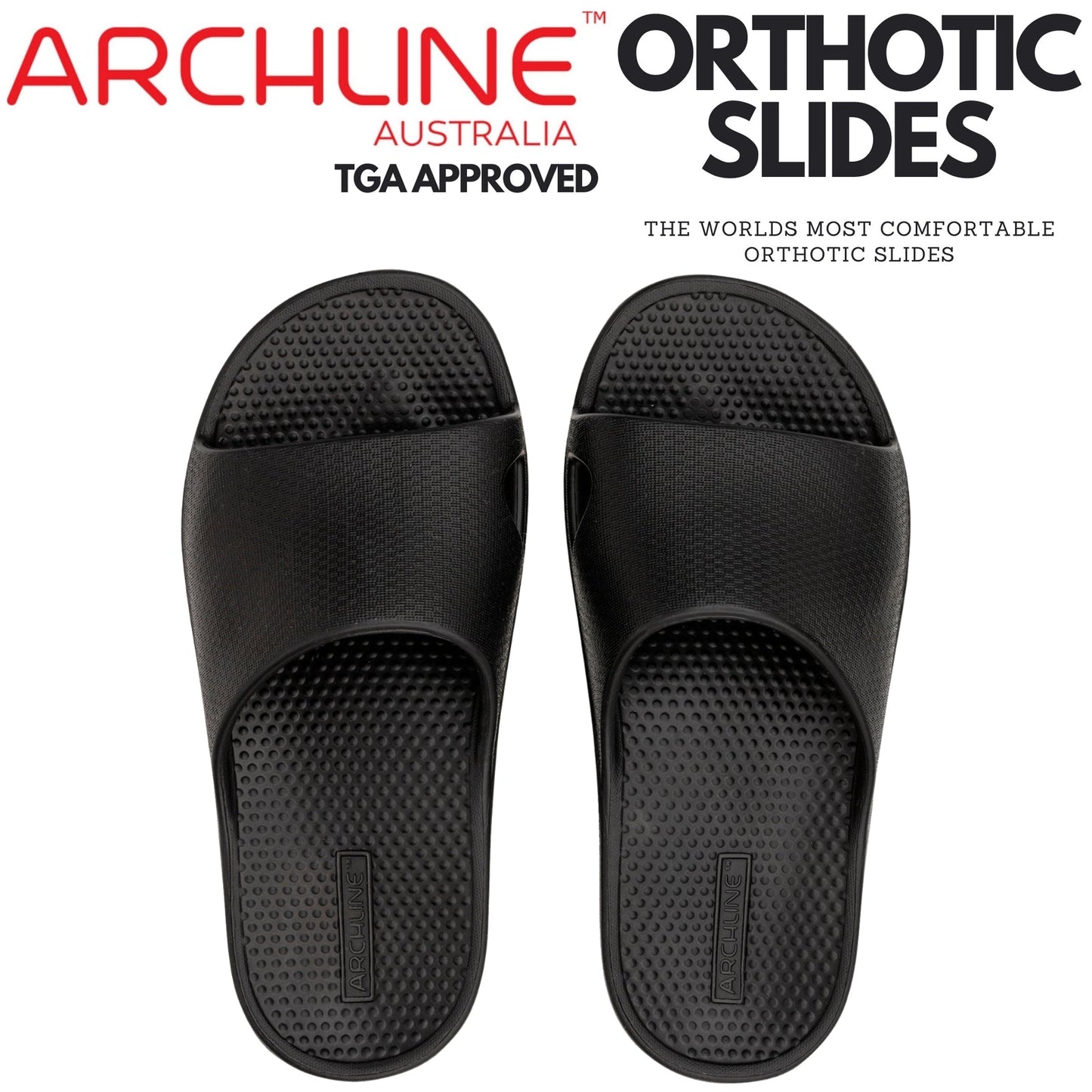 Archline Rebound Orthotic Slides Flip Flop Thongs Slip On Arch Support - Black-1