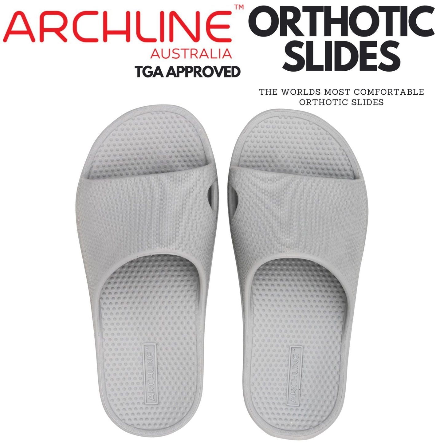 Archline Rebound Orthotic Slides Flip Flop Thongs Slip On Arch Support - Stone Grey-1