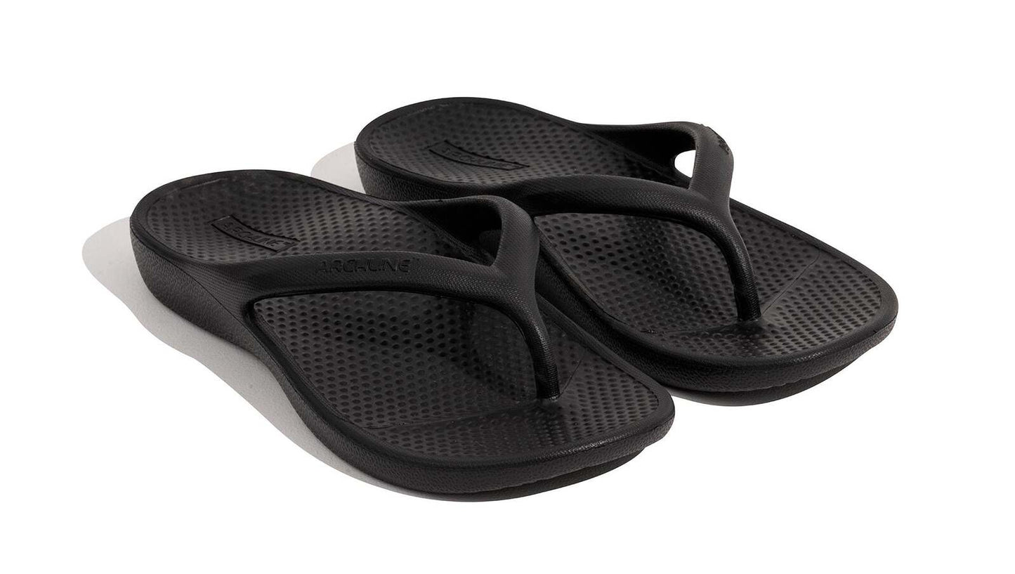 Archline Rebound Orthotic Foam Thongs Arch Support Flip Flops Orthopedic - Black-4