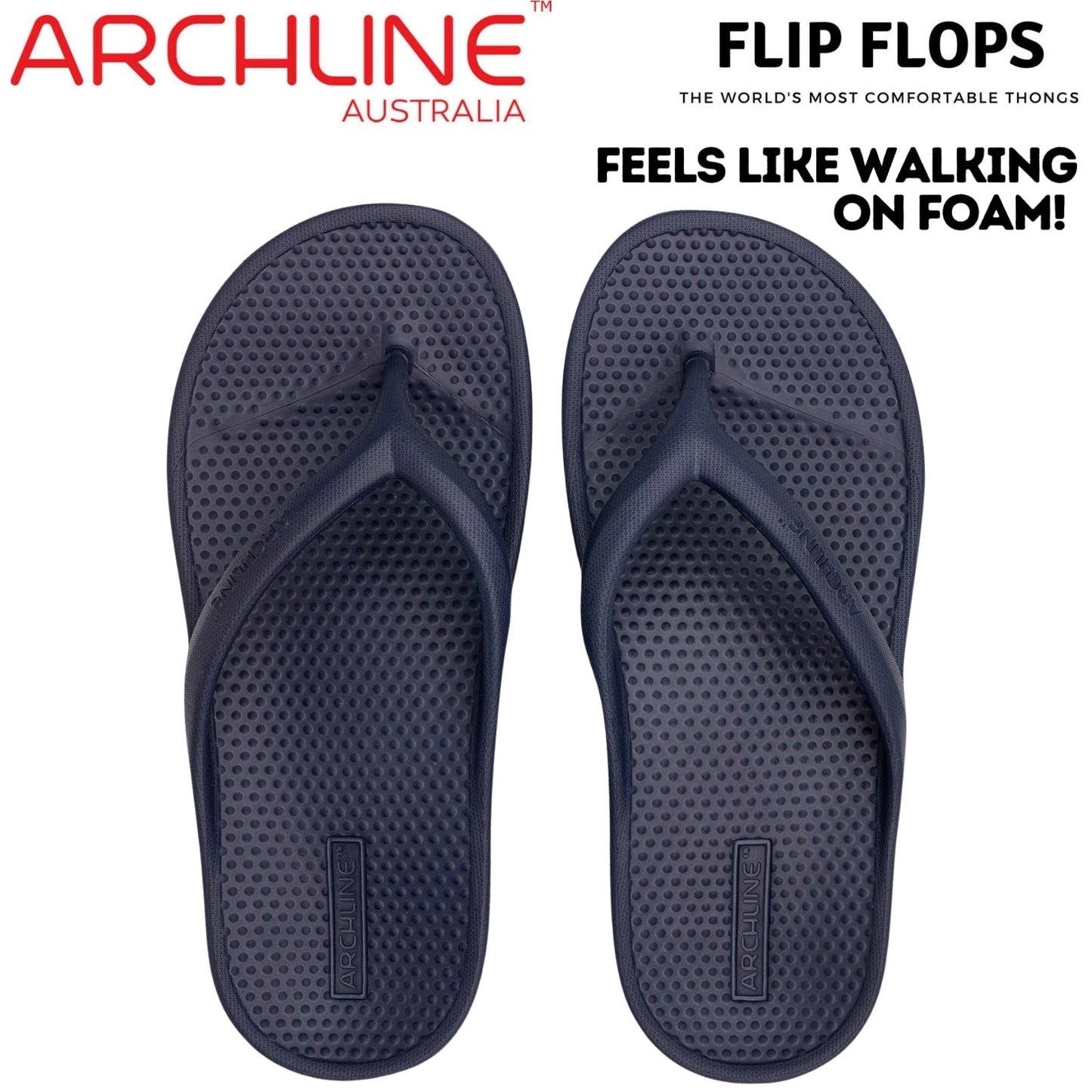 Archline Orthotic Foam Thongs Arch Support Flip Flops Orthopedic Rebound - Navy-1