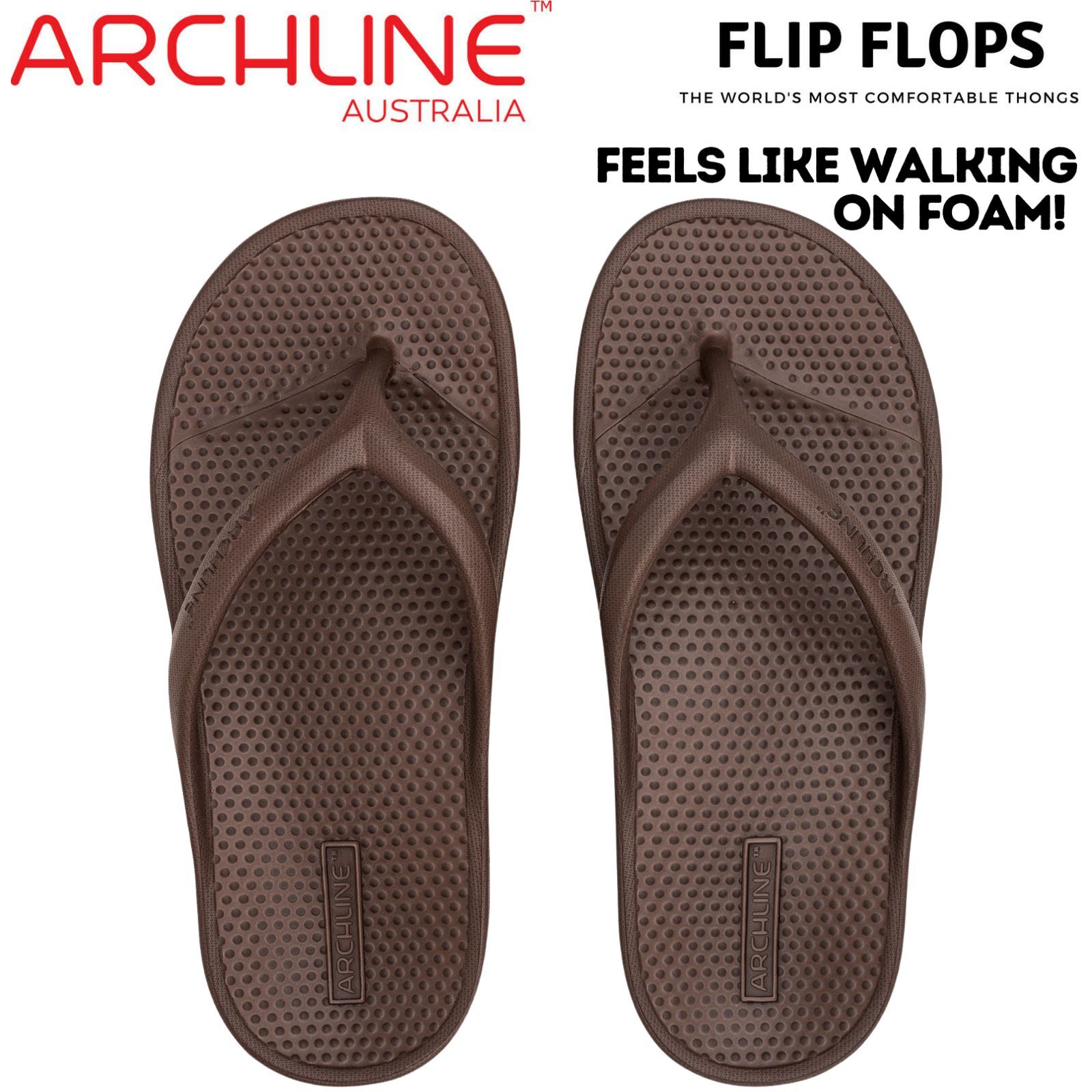 Archline Orthotic Foam Thongs Arch Support Flip Flops Orthopedic Rebound - Brown-1