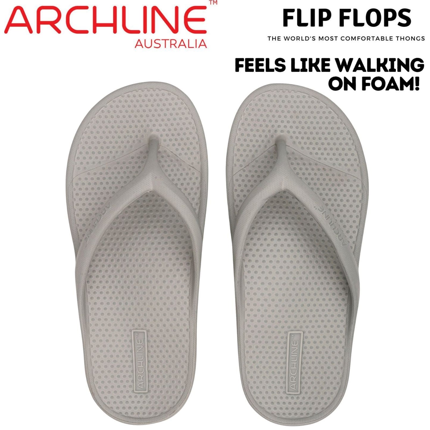 Archline Orthotic Foam Thongs Arch Support Flip Flops Orthopedic Rebound - Grey-1