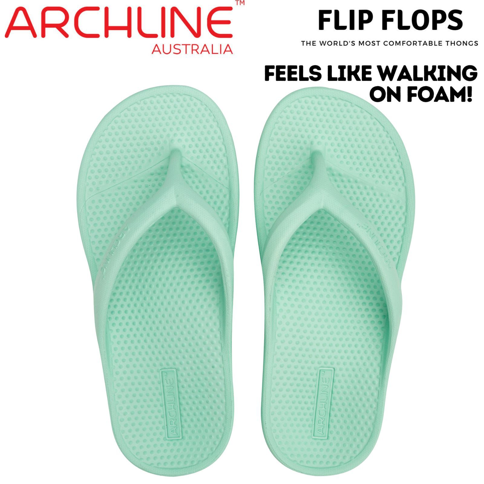 Archline Orthotic Foam Thongs Arch Support Flip Flops Orthopedic Rebound - Mint Green-1