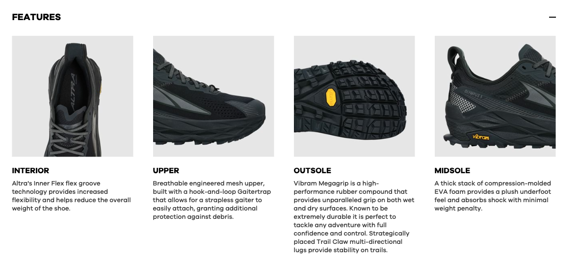 Altra Mens Olympus 5 Shoes Trail Hiking Running Walking Sneakers Vibram Sole in Black-3