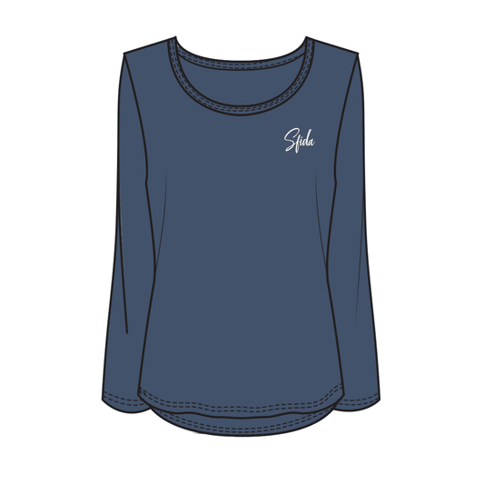 Alexis Ladies L/S Top - Blue Indigo-0