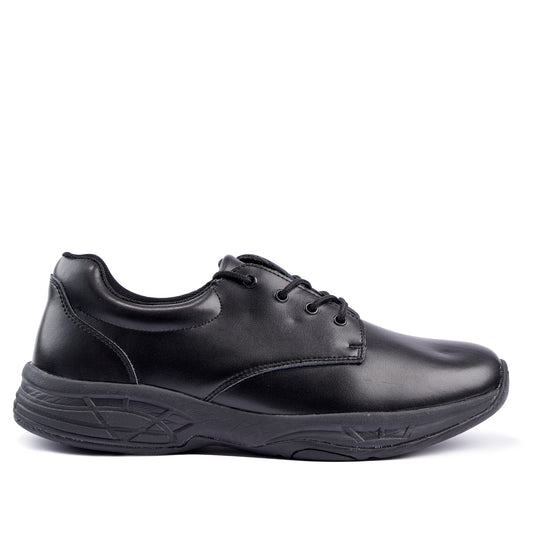 Alex Senior Leather Lace Up School Shoe - Black-0